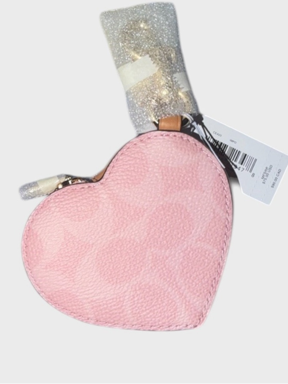 Coach Powder Pink Heart Bag Charm Zipper Pouch CEA22 - Picture 5 of 6